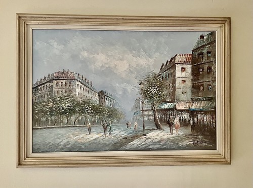 Large Caroline BURNETT Paris Original Oil Painting On Canvas Framed Signed - Picture 9 of 10