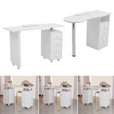 White Manicure Table Salon Nail Technician Pro Desk with Drawer Cupboard Storage