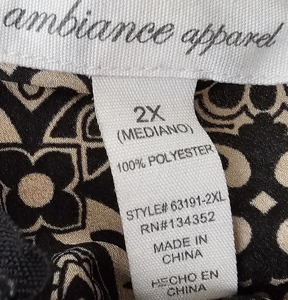 Camisa Top Blusa Ambiance Apparel Mujer Talla 2X Marrón Foto 2 de 4