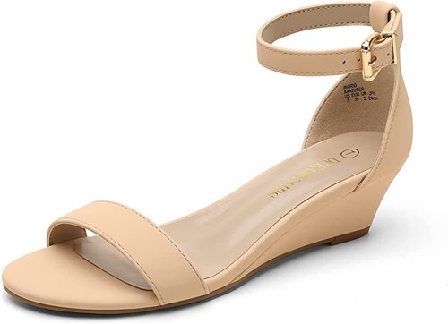 Dream Pairs Women's Ingrid Ankle Strap Low Wedge Sandal Shoe Size 8.5