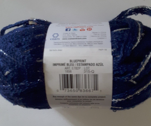One Skein NOS Red Heart Boutique Sashay Sparkle Yarn "Blueprint" #1856 - Picture 2 of 2