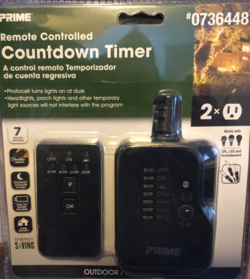 New PRIME Countdown Timer Outdoor w/ Two Grounded Plugs & Remote 0736448 NIB