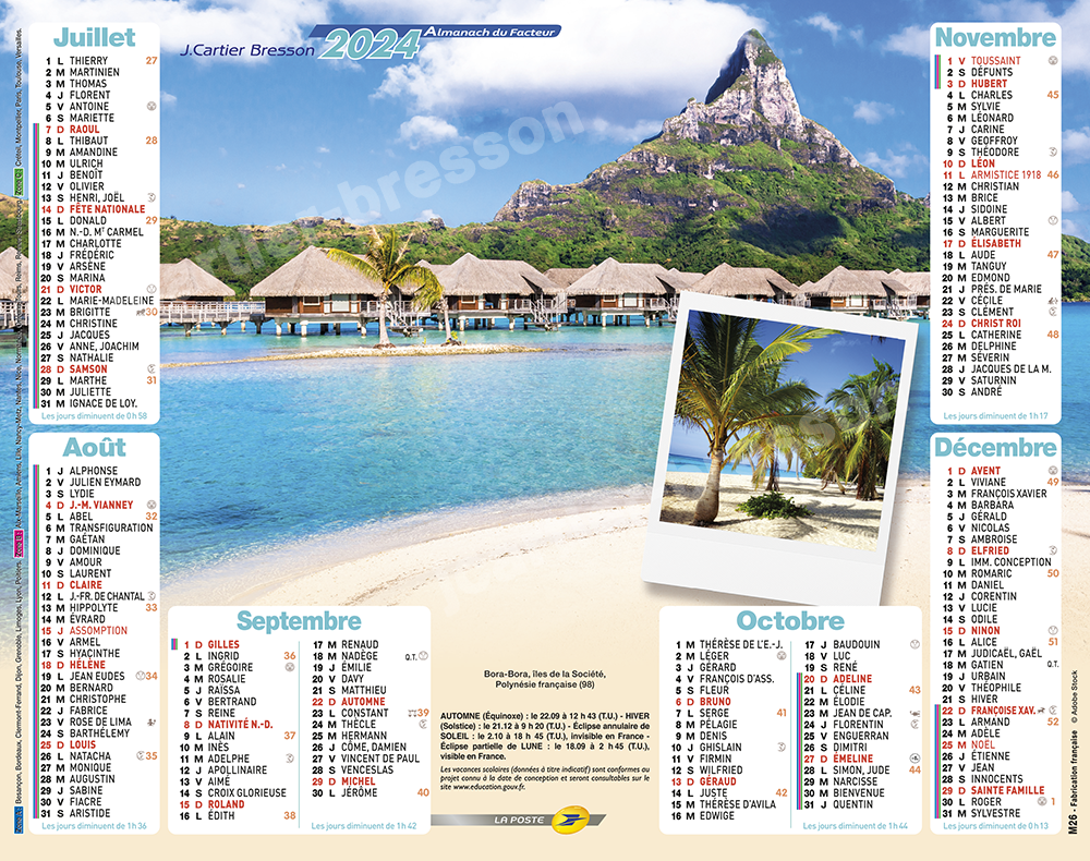 Calendriers La Poste Almanachs 2024 animaux paysages divers - Zdjęcie 52 z 69
