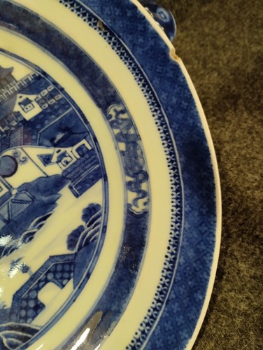 Chauffe plat porcelaine blanc bleu CHINE fin 18e - Picture 9 of 16