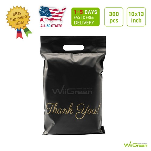 100-500 10x13 in Black Poly Mailers with Handle Thank You Shopping Bags - 第 14/25 張圖片