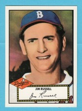 1952 Topps Baseball Reprint # 51 Jim Russell -- Brooklyn Dodgers -- Box 733