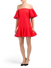 NWT Alexis Size XS 'Aliana' Off the Shoulder Red Dress Ruffle Sleeves 398