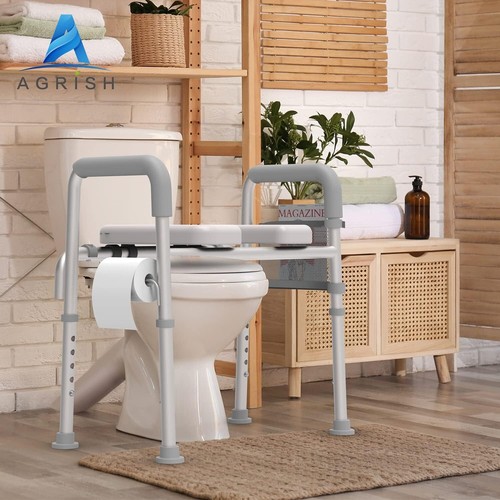 Raised Toilet Seat Padded Handles Elderly Handicap Bathroom Riser, Shower Chair - Picture 9 of 9