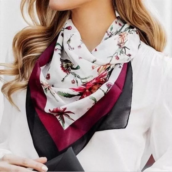 Burgundy floral scarf new arrivals
