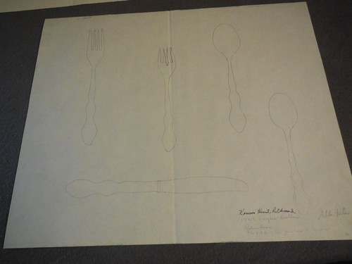AX1 1960s Antique Drawings-DESIGN-SILVERWARE-CUTLERY Visual Art Lot Sketch - Picture 7 of 22