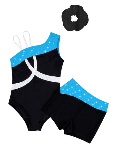 Kids Girls Dancewear Underpants Outfits Shoulder Straps Set Pants Romper Shiny - Picture 20 of 68