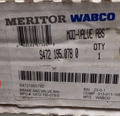 Genuine Meritor Wabco- ABS Modulator valve #S472-195-078-0