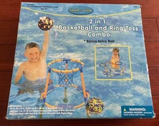 Pool Basketball Hoop & Ring Toss Game 2-In-1 Floating Basketball Pool Games