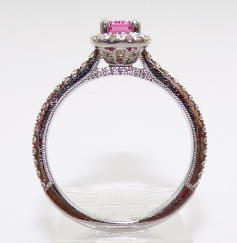 Neil Lane Pink Tourmaline & Diamond Halo Engagement 14K White Gold Ring LMF2 - Picture 4 of 9