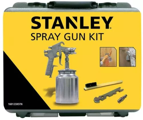 NEW BOXED STANLEY METAL COMPLETE SPRAY GUN KIT - Picture 1 of 2