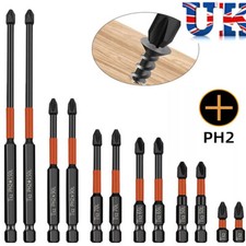 UK 12X Magnetic Anti-Slip Drill Bit Cross Head Impact Screwdriver Drills Bit Set