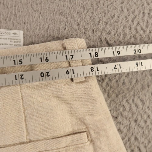 VTG Hopsack Pants Mens 36 Beige Linen Cotton Slacks Cuffed Pleated 36x32 - Picture 7 of 9