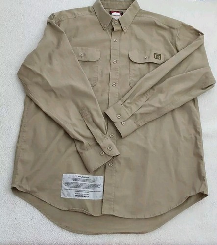 Wolverine FR Shirt Men's Size XL Beige Long Sleeve Flame Resistant Workwear 2 - Picture 3 of 13