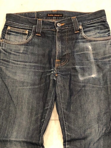 Nudie Low Slim Jim 30 x 32 Zipper Fly Slim Fit Dry Broken Twill Denim Jeans - Picture 5 of 8
