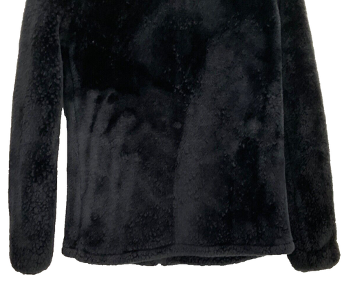 Fila Sport Faux Fur Coat Jacket Size Small Black Pockets Zip Up Front 206 - Picture 6 of 8