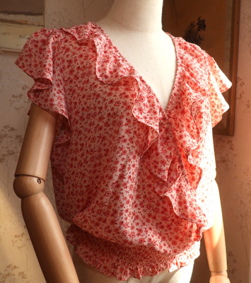 Lush Lyla Ruffle detail crop blouse