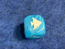 Blues with White Angel Fish D6 16mm Customized Six-Sided Dice RPG Tabletop