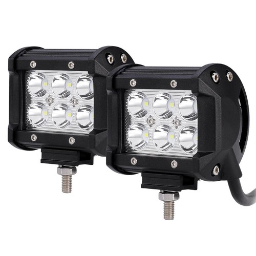 4Pcs 4" 18W LED Work Light Bar Pods +A-Pillar Mount Bracket for Jeep Wrangler JK - Picture 6 of 12