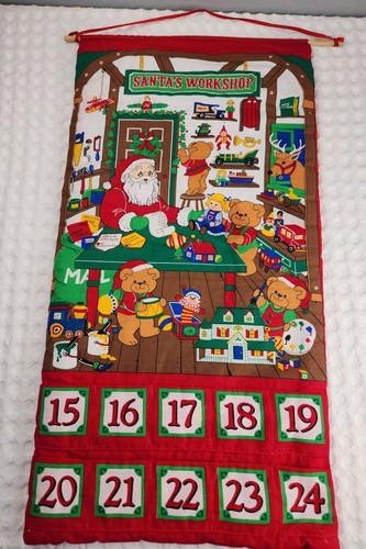 Beary Merry Christmas Santas Workshop Fabric Advent Calendar 10 Day Bears Toys