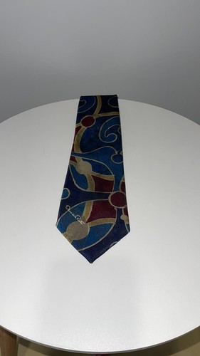 Oscar de la Renta Vintage Neck Tie Geometric Abstract Art Print with brand logo - Picture 3 of 11