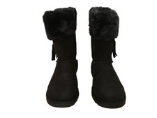 Makalu California Girl's Black Iceland Faux Fur Side Zip Suede Boots Size 2