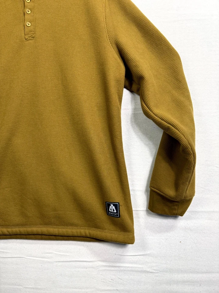 Matix Henley Sweatshirt Mens XL Brown Fleece Henley Neck Long Sleeve Pullover - Image 3 of 4
