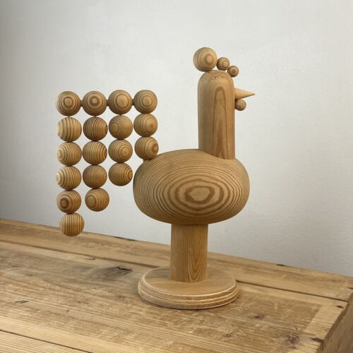 aarikka Finland Mid Century Modern Kukko Raw Wood Rooster Kinetic Sculpture