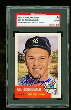 Gil McDougald Autographed 1953 Topps Archives Card #43 Yankees SGC Authentic