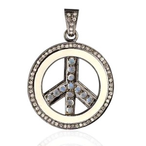 Pave Diamond Pendant Diamond Pendant 925 Sterling Silver Pave Designer Spinel /& Diamond PEACE SIGN Pendant Pave Pendant