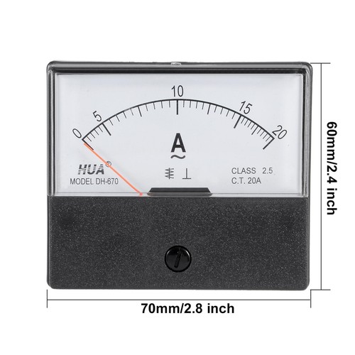 Amplificador de panel analógico AC 0-20A amperio medidor de corriente DH-670 - Imagen 2 de 4