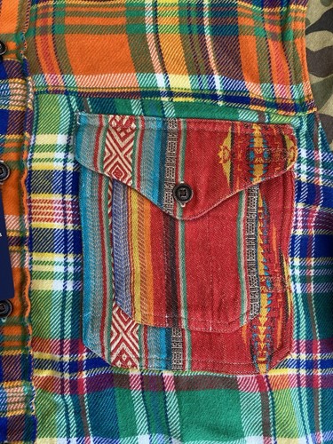 £349 Ralph Lauren Patchwork Camo Aztec Shirt Sportsman Guide rrl Southwestern M - Picture 6 of 15