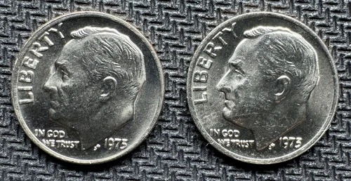 1973-P Roosevelt Dime, Brilliant Uncirculated (BU), Lot of 2, #248
