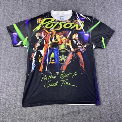 Poison Shirt Mens Large Black Nothin But A Good Time Concert Graphic Tee Jerzees