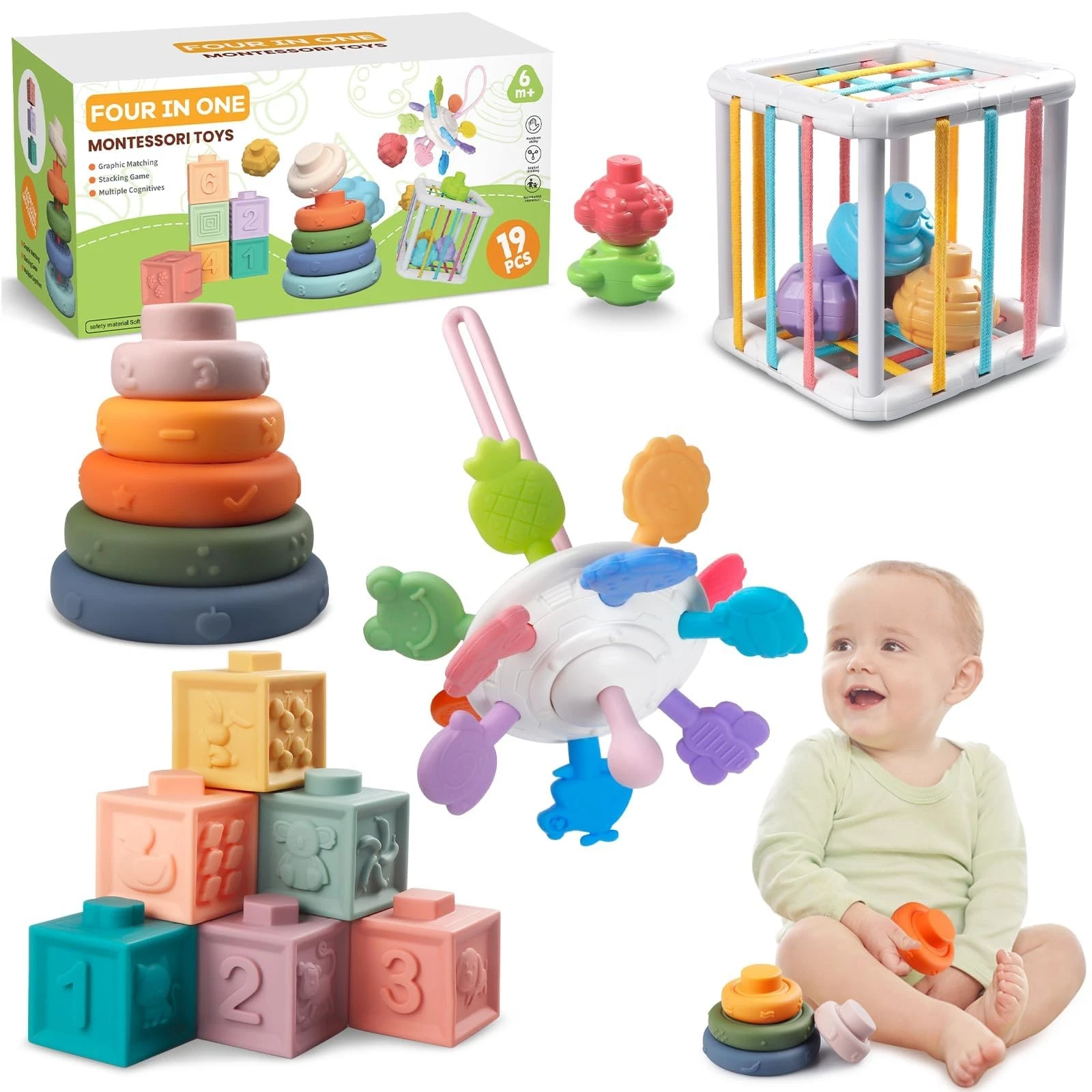 Wuzhineisn Montessori Baby Toys for Ages 6-18 Months - Pull String Teether,
Opens in a new window or