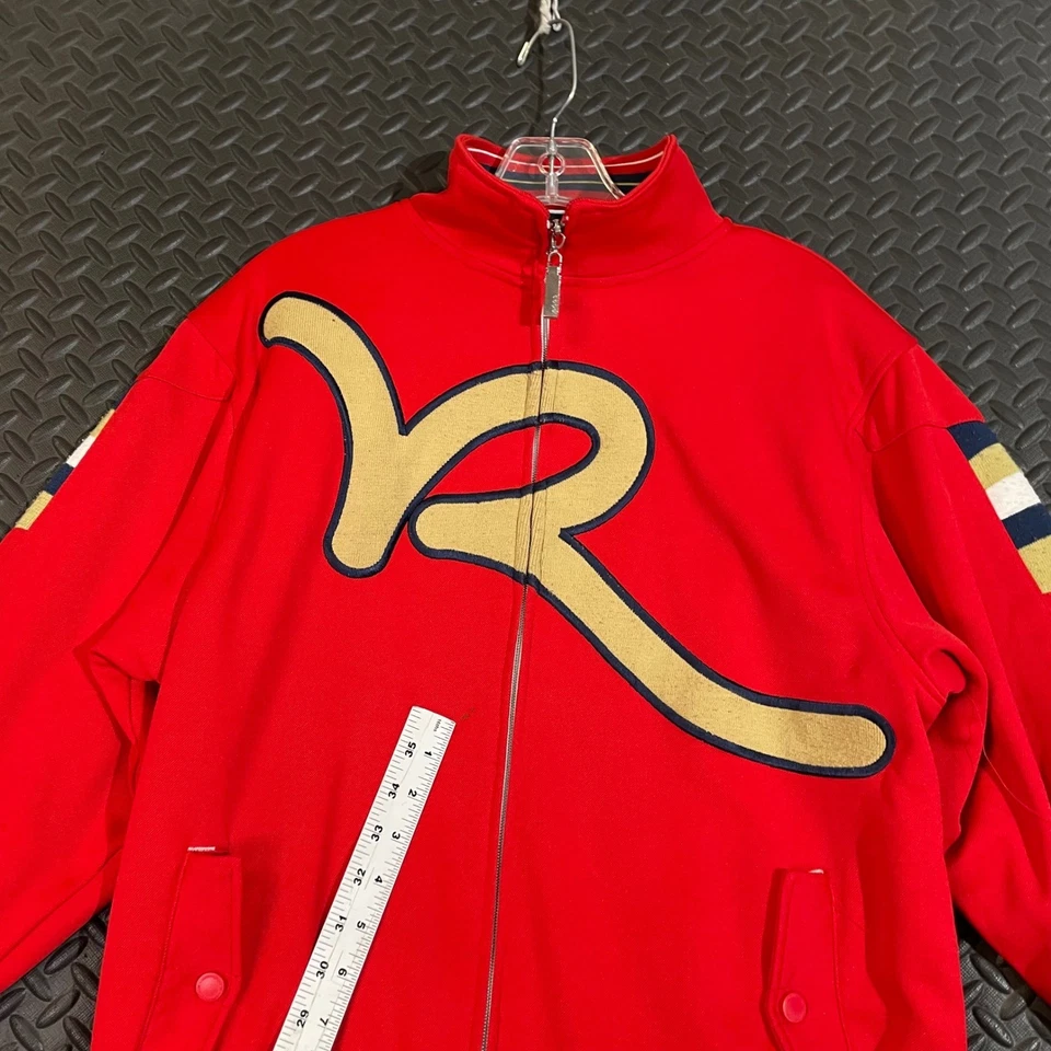 Chaqueta deportiva vintage Y2k RocaWear roja cremallera completa logotipo deletreado para niños M (10-12) Foto 2 de 4