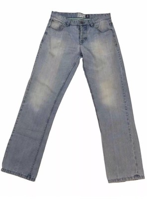 Eight2Nine Jeans Mens W34 L34 Light Blue Mid Rise Straight Regular Button Fly