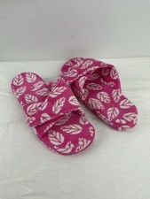 Acorn Spa Slippers Womens size 6.5 - 7.5 Adjustable strap Pink White Resortwear