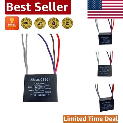 Ceiling Fan Capacitor 4.5uf + 5uf + 6uf, 250V, 5 WIRE for Avid DIYers