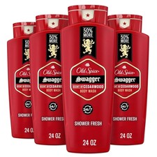 Old Spice Refreshing Body Wash for Men, 3X Defense,Swagger w/Cedarwood Scent 4pk