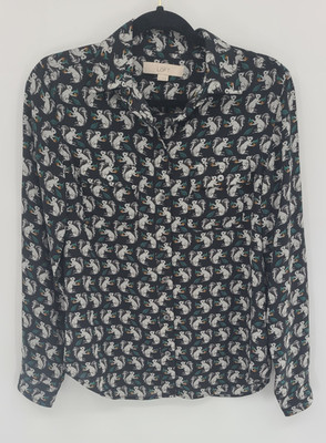 Loft Blouse Squirrel Novelty Women Blouse XS Button Up Quirky Teacher Career