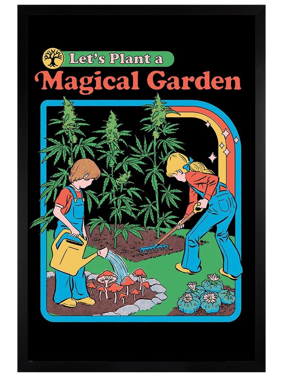 Black Wooden Framed Steven Rhodes Let's Plant a Magical Garden Maxi Poster