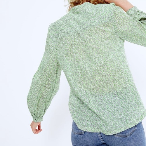 Marks & Spencer Per Una L/S Popover US 6 Green Ivy Print $98 EUC Cotton Poplin - Picture 14 of 14