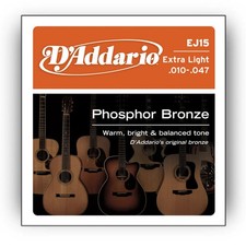 D'Addario EJ15 Phosphor Bronze Extra Light Acoustic Guitar Strings .010-.047
