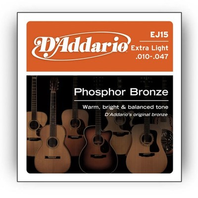 D'Addario EJ15 Phosphor Bronze Extra Light Acoustic Guitar Strings .010-.047