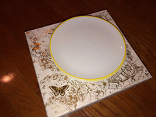 NIB Christian Dior set of 6 white yellow porcelain Limoges France dessert plates
